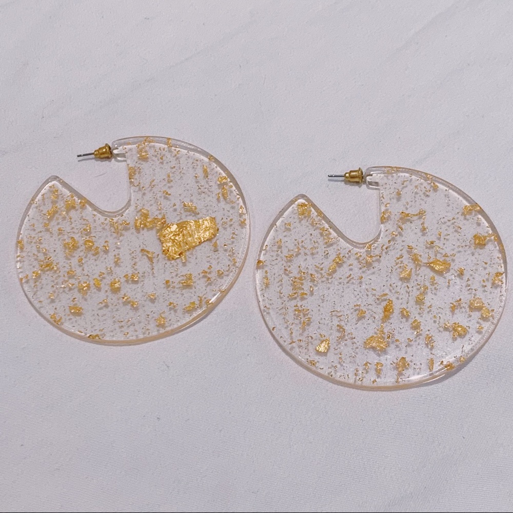 Golden Foil Clear Acrylic Statement Earring